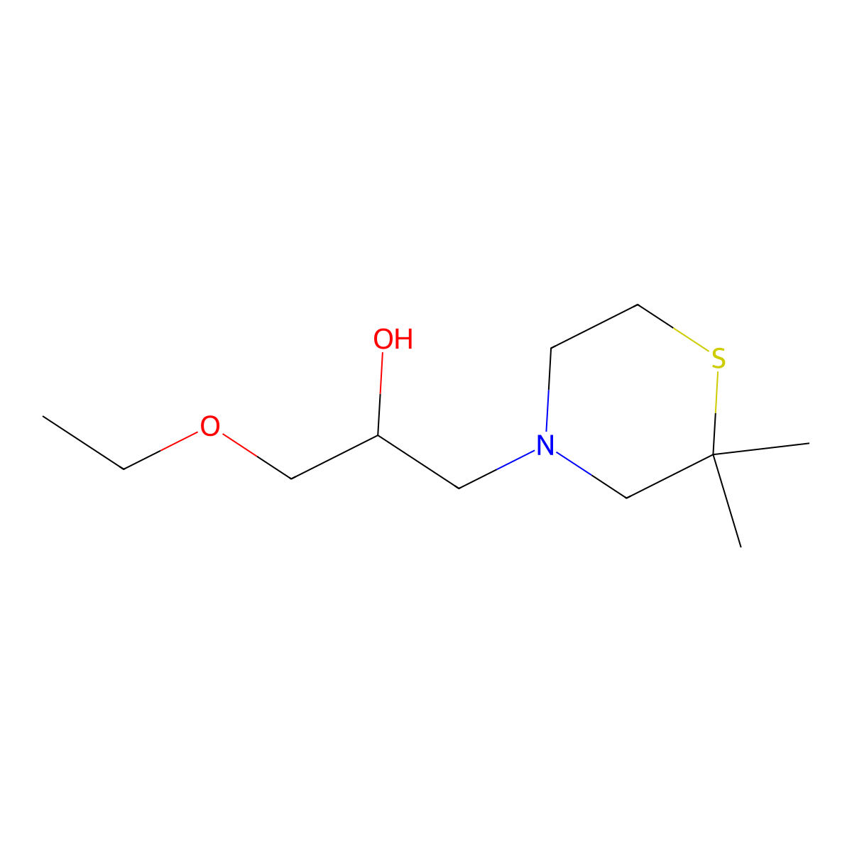 1-(2,2-Dimethylthiomorpholin-4-yl)-3-ethoxypropan-2-ol molecular structure, CAS 1593698-81-7