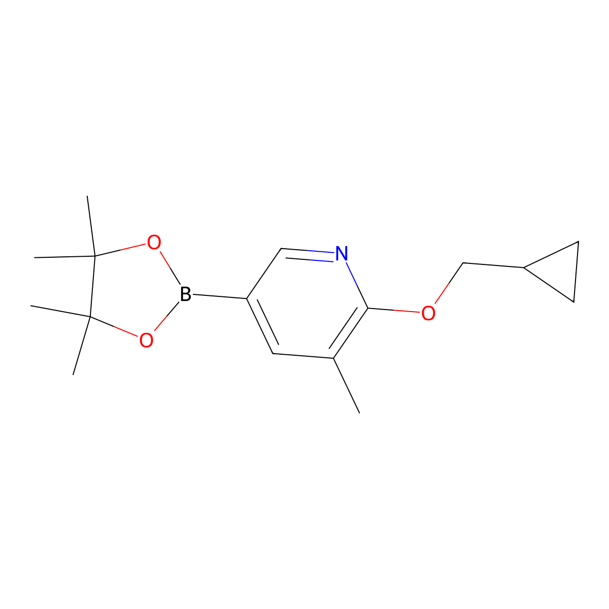 2-Cyclopropylmethoxy-3-methyl-5-(4,4,5,5-tetramethyl-[1,3,2]dioxaborolan-2-yl)-pyridine molecular structure, CAS 1593701-91-7