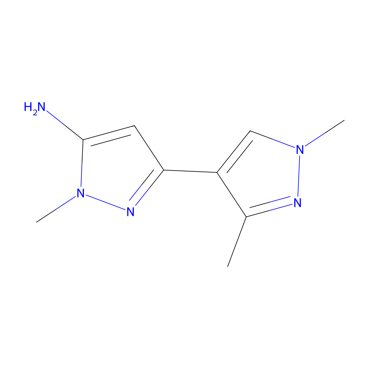 3-(1,3-Dimethyl-1H-pyrazol-4-yl)-1-methyl-1H-pyrazol-5-amine molecular structure, CAS 1593718-72-9
