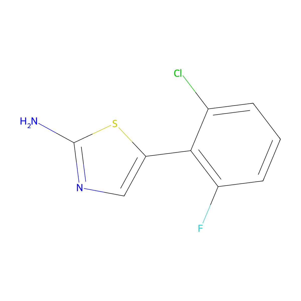 5-(2-Chloro-6-fluorophenyl)thiazol-2-amine molecular structure, CAS 1593759-00-2