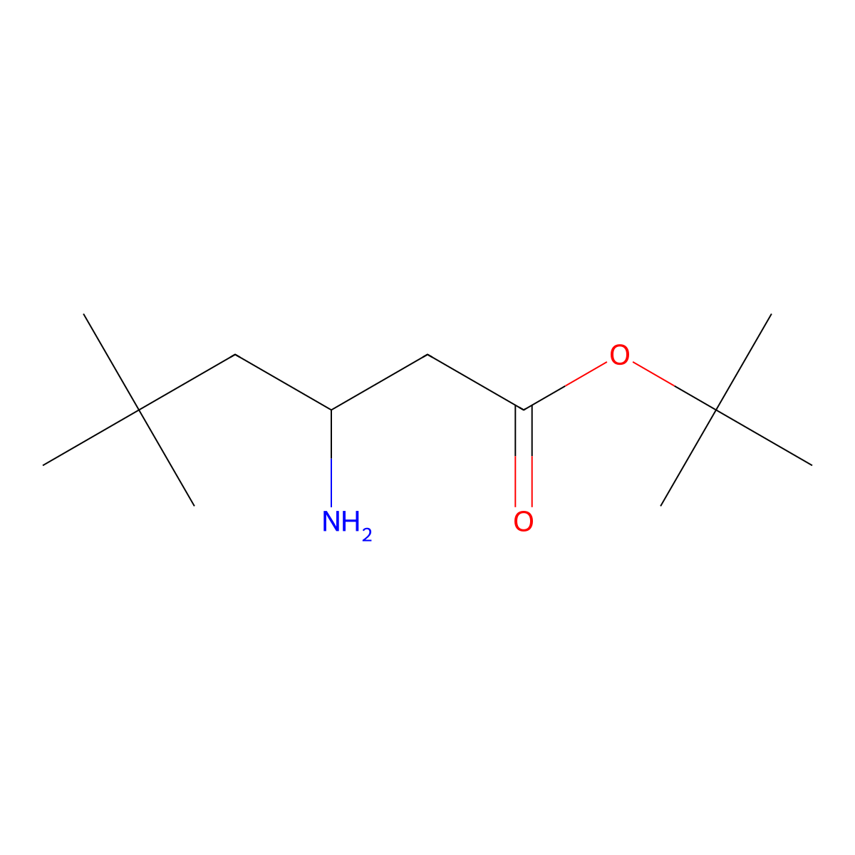 Tert-butyl 3-amino-5,5-dimethylhexanoate molecular structure, CAS 1593762-00-5