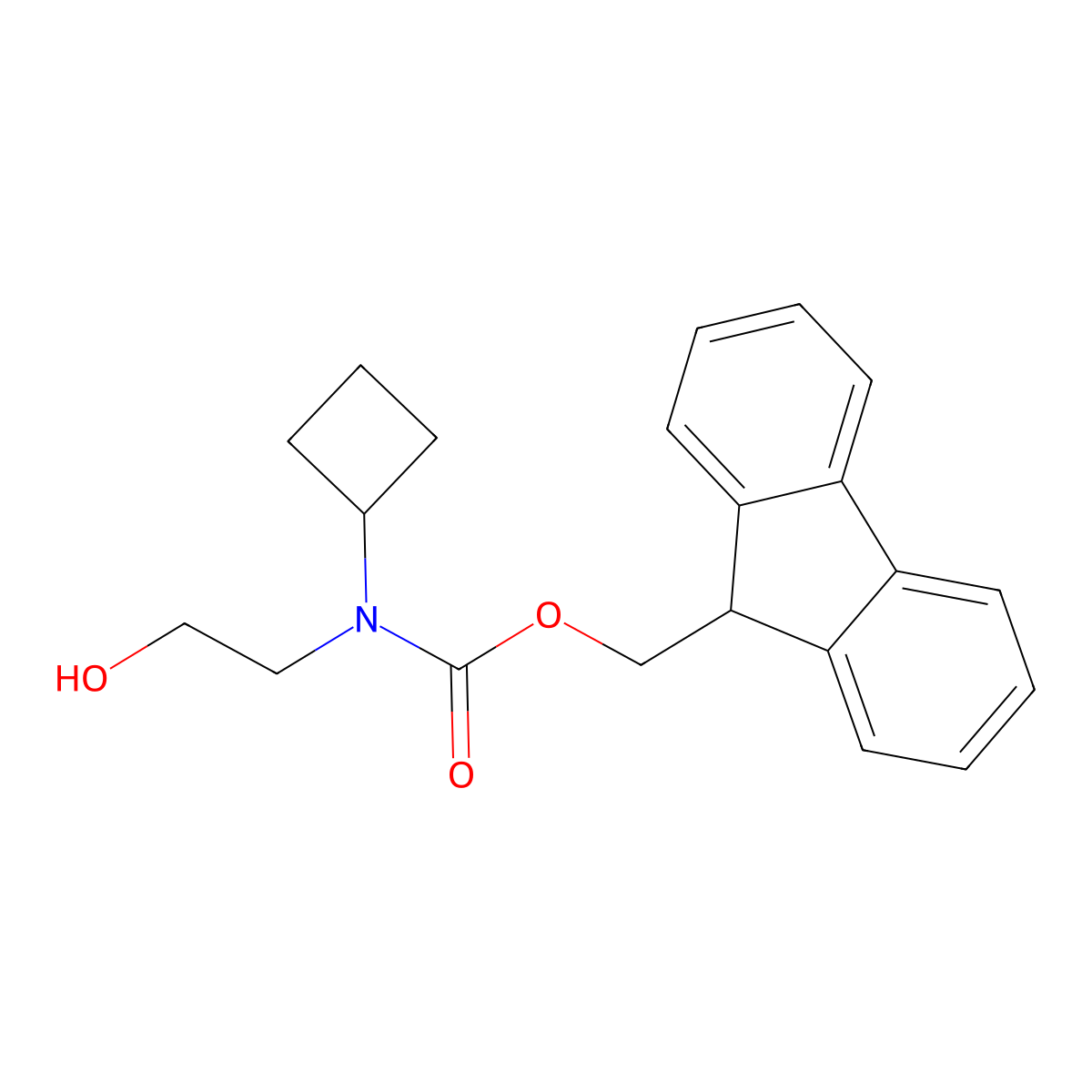 (9H-fluoren-9-yl)methyl N-cyclobutyl-N-(2-hydroxyethyl)carbamate molecular structure, CAS 1593773-91-1