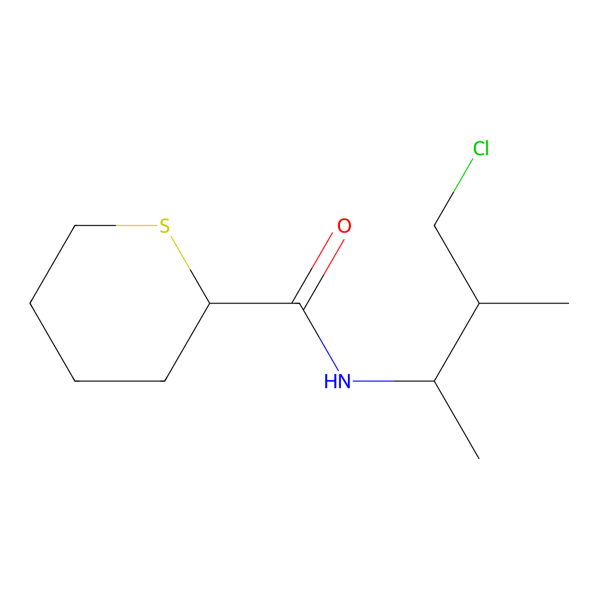N-(4-Chloro-3-methylbutan-2-yl)tetrahydro-2H-thiopyran-2-carboxamide molecular structure, CAS 1593783-97-1