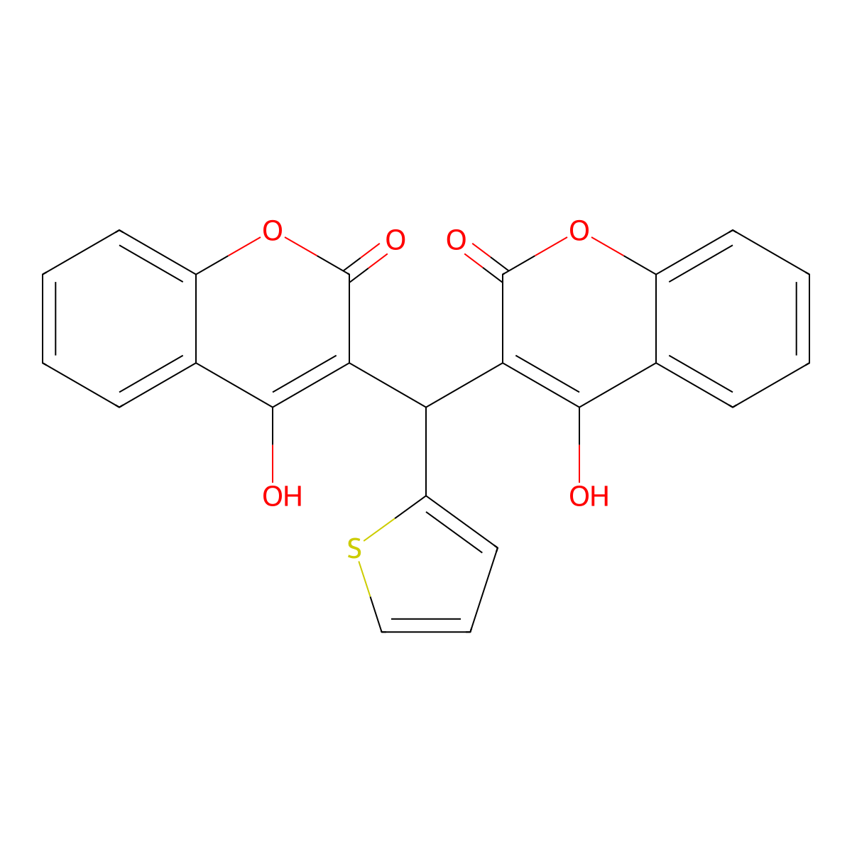 4-hydroxy-3-[(4-hydroxy-2-oxo-2H-chromen-3-yl)(thiophen-2-yl)methyl]-2H-chromen-2-one molecular structure, CAS 15938-73-5