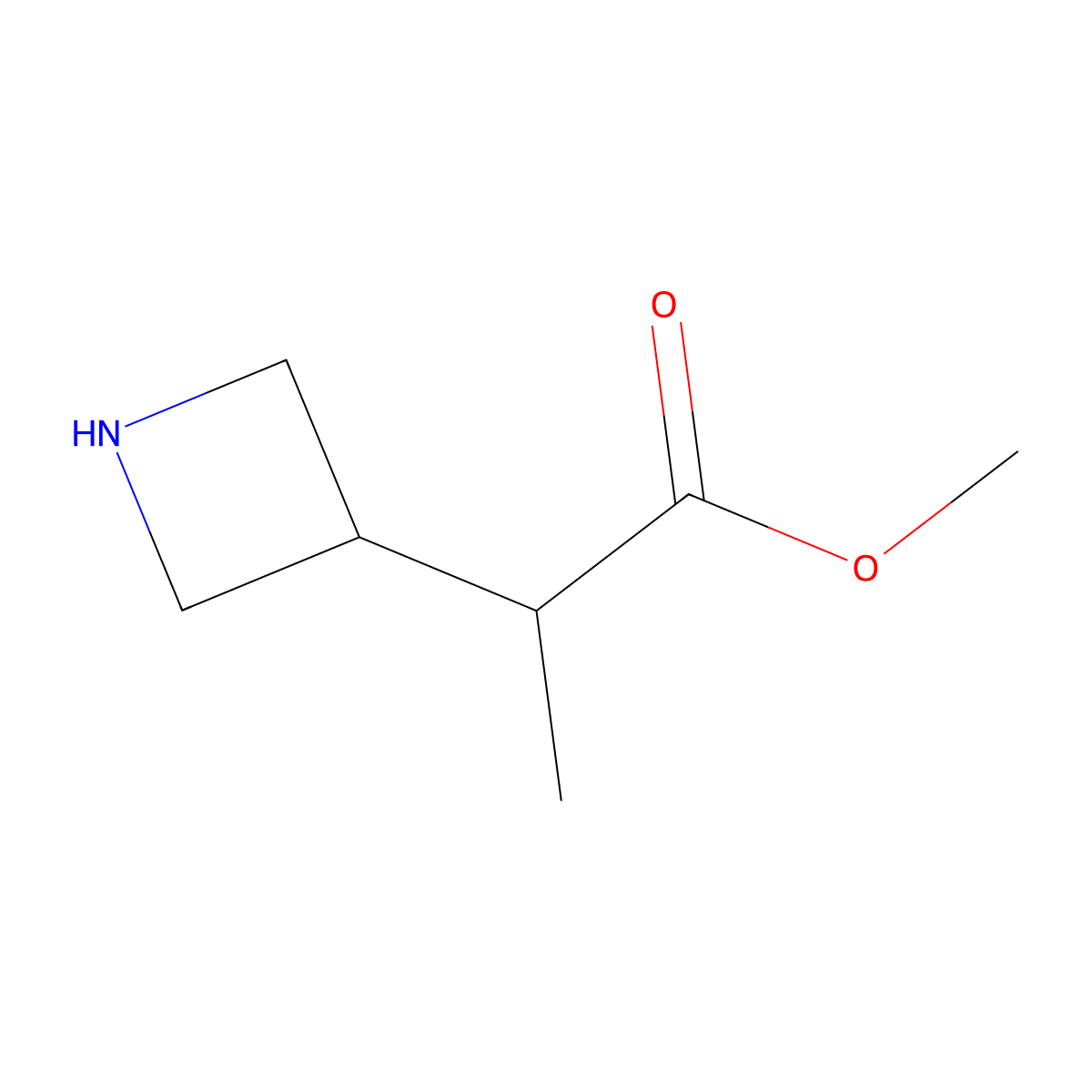 Methyl 2-(azetidin-3-yl)propanoate molecular structure, CAS 1593805-24-3