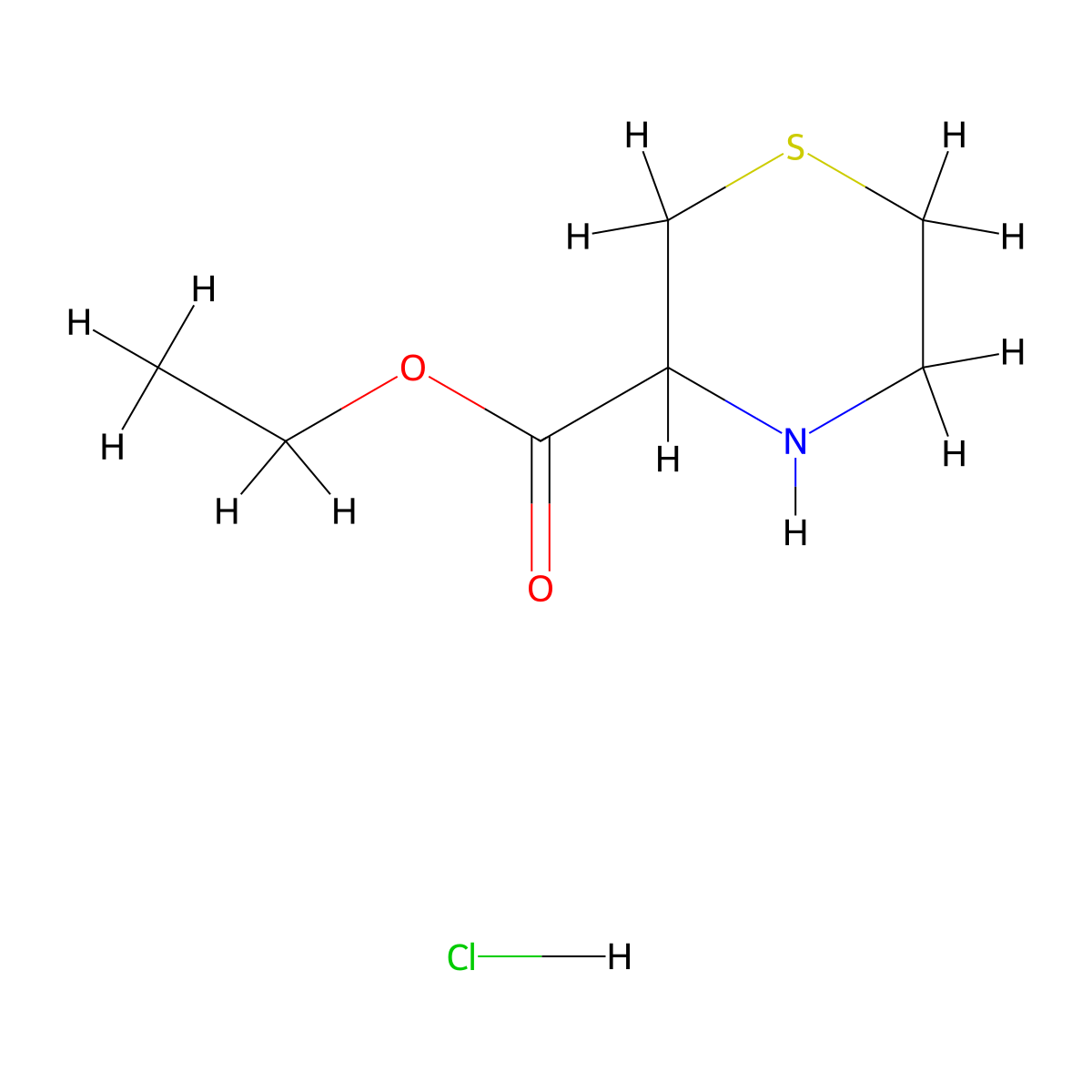 Ethyl thiomorpholine-3-carboxylate hydrochloride molecular structure, CAS 159381-07-4