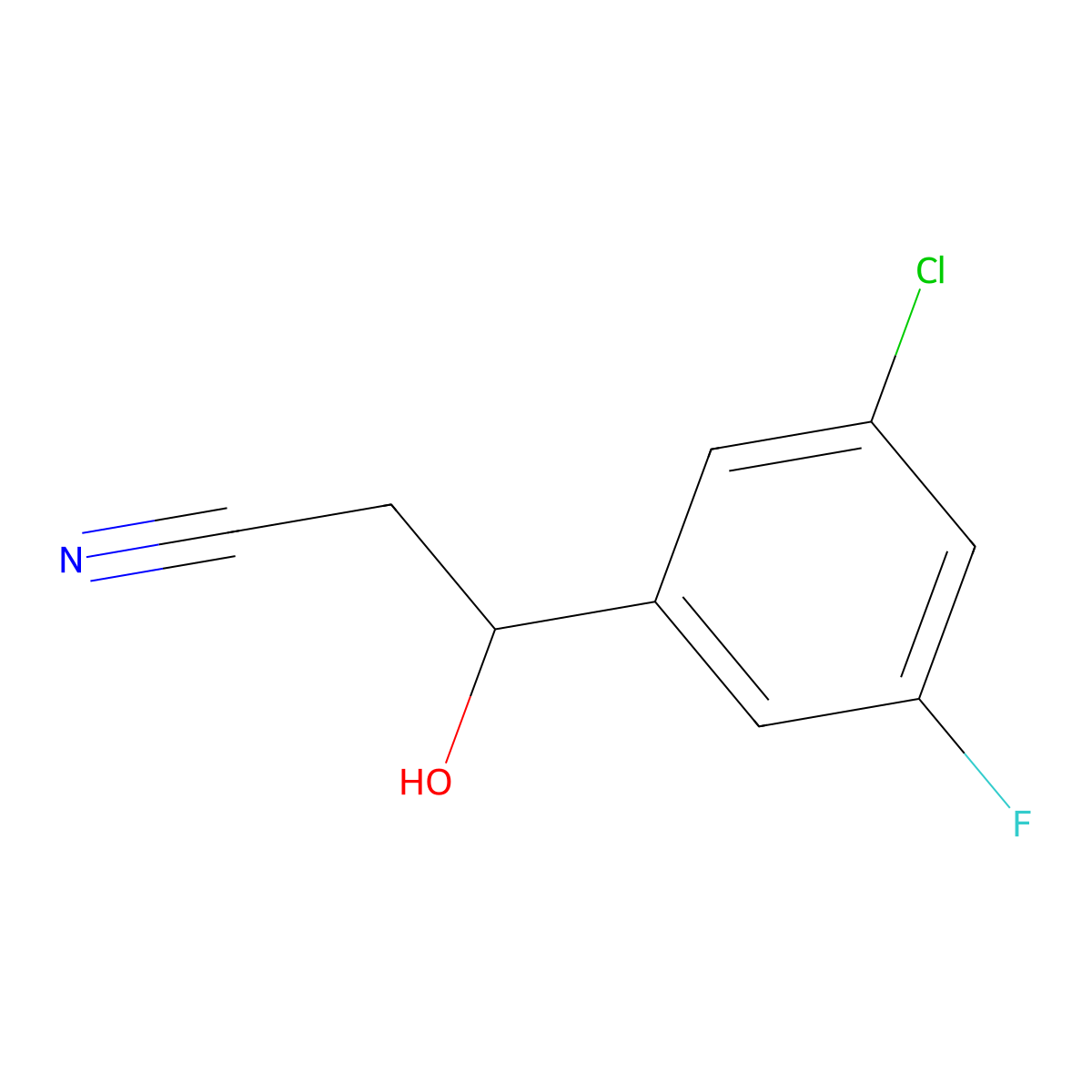 3-(3-Chloro-5-fluorophenyl)-3-hydroxypropanenitrile molecular structure, CAS 1593810-07-1