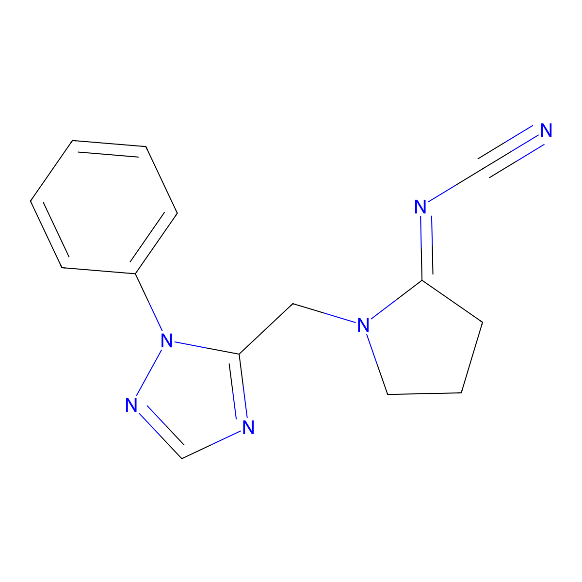 (1-((1-Phenyl-1H-1,2,4-triazol-5-yl)methyl)-2-pyrrolidinylidene)cyanamide molecular structure, CAS 159383-32-1