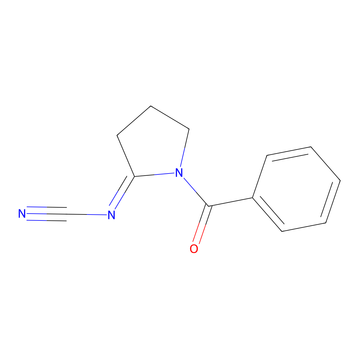 1-Benzoyl-N-cyano-2-pyrrolidinimine molecular structure, CAS 159383-38-7