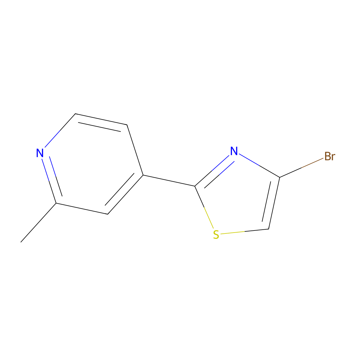 4-(4-Bromo-1,3-thiazol-2-yl)-2-methylpyridine molecular structure, CAS 1593836-39-5