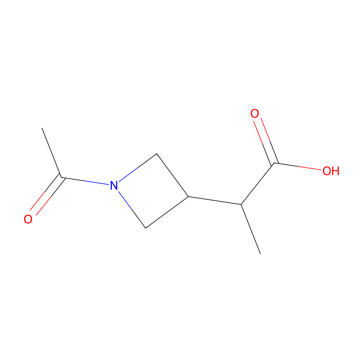 2-(1-Acetylazetidin-3-yl)propanoic acid molecular structure, CAS 1593844-29-1