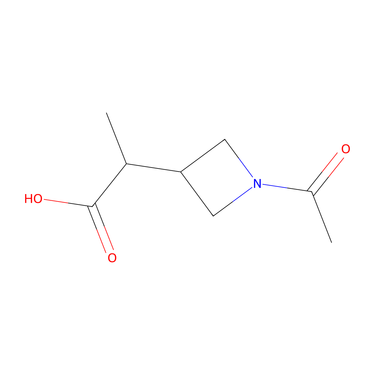 2-(1-Acetylazetidin-3-yl)propanoic acid molecular structure, CAS 1593844-29-1