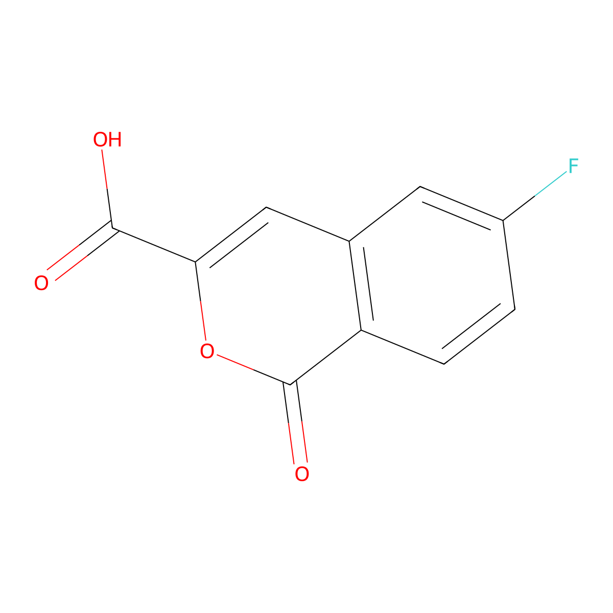 6-fluoro-1-oxo-1H-isochromene-3-carboxylic acid molecular structure, CAS 1593866-68-2