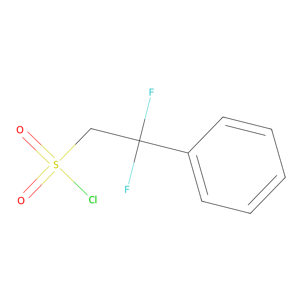 2,2-Difluoro-2-phenylethane-1-sulfonyl chloride molecular structure, CAS 1593875-31-0