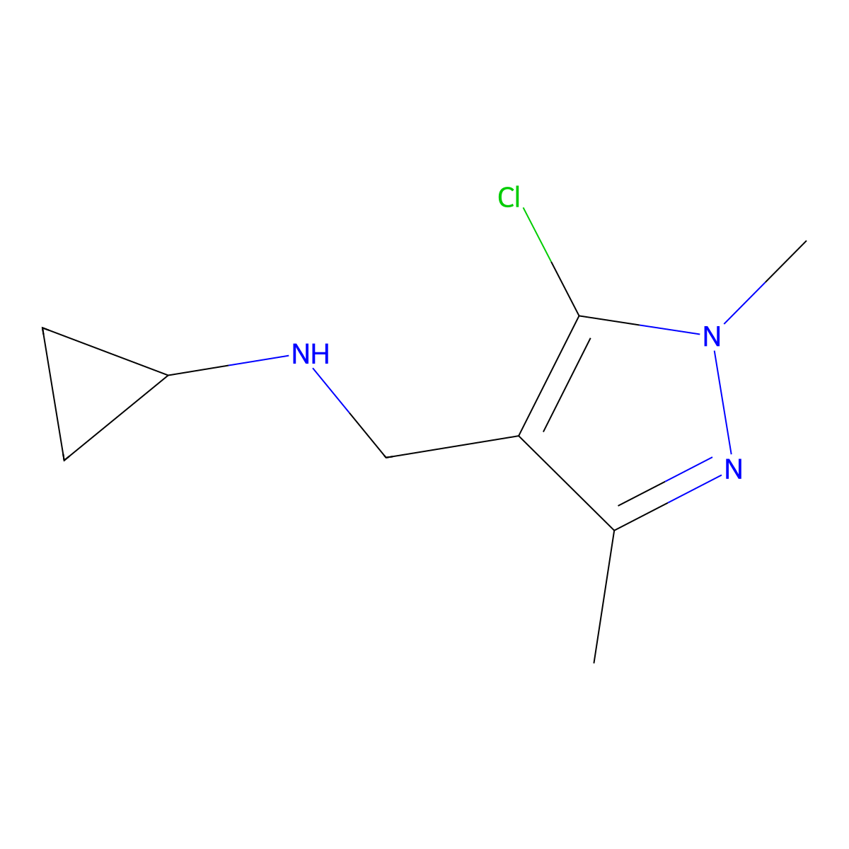 N-[(5-Chloro-1,3-dimethyl-1H-pyrazol-4-yl)methyl]cyclopropanamine molecular structure, CAS 1593886-53-3