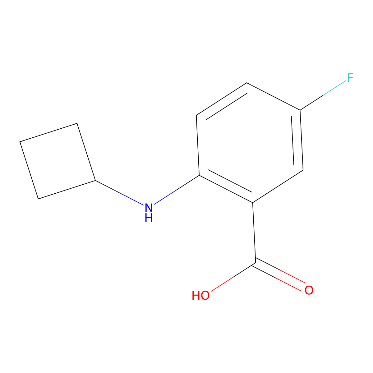 2-(Cyclobutylamino)-5-fluorobenzoic acid molecular structure, CAS 1593887-47-8