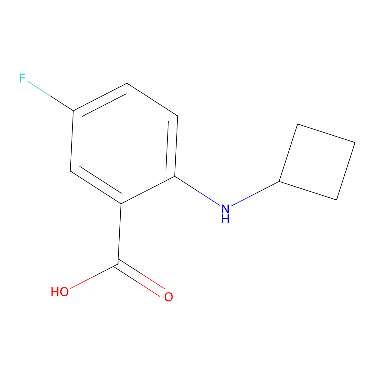 2-(Cyclobutylamino)-5-fluorobenzoic acid molecular structure, CAS 1593887-47-8