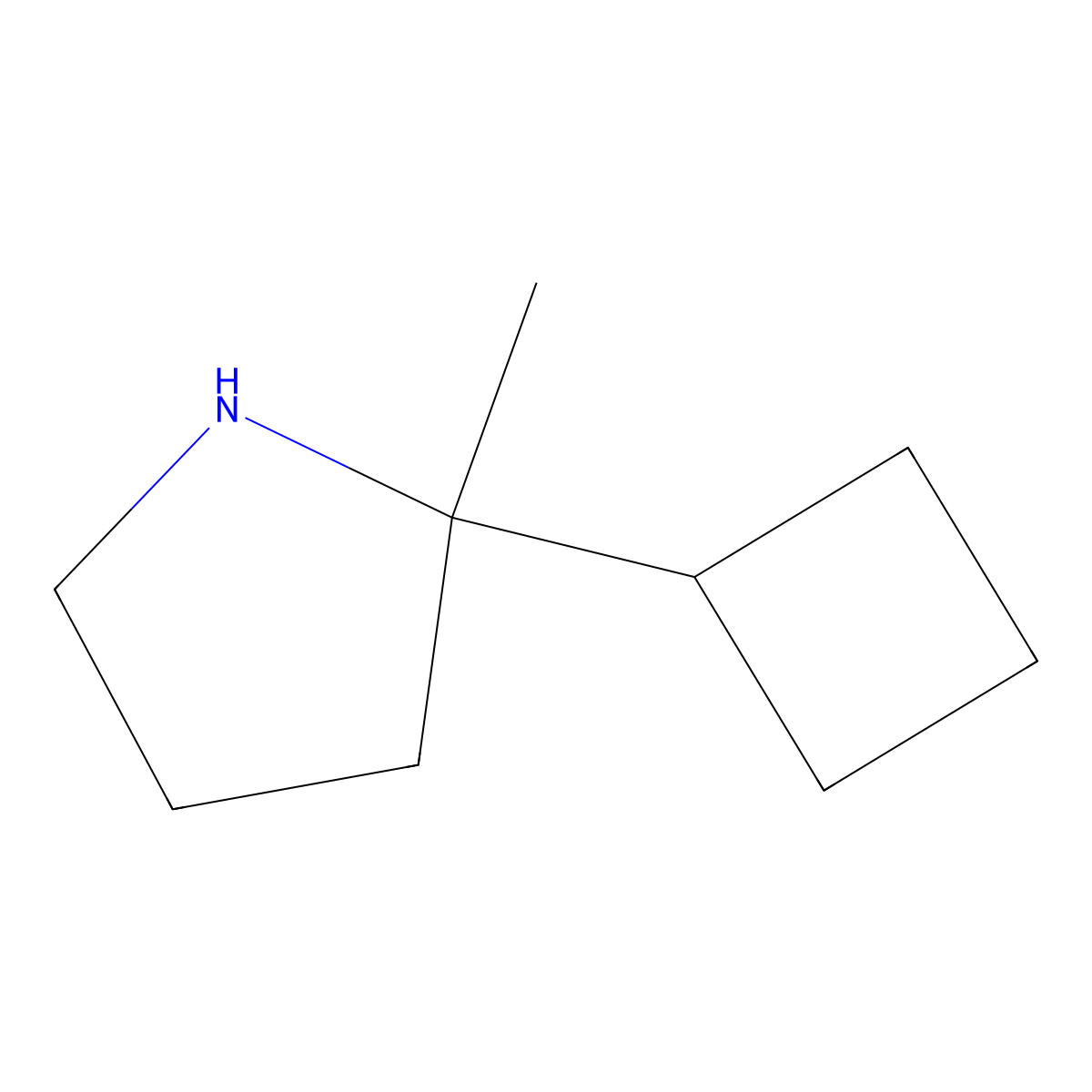 2-Cyclobutyl-2-methylpyrrolidine molecular structure, CAS 1593895-00-1
