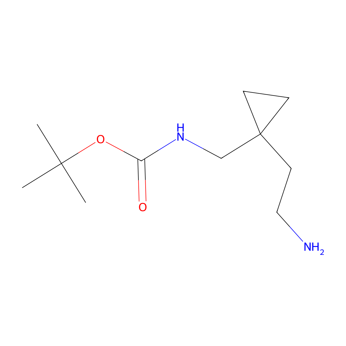tert-butyl N-{[1-(2-aminoethyl)cyclopropyl]methyl}carbamate molecular structure, CAS 1593896-24-2