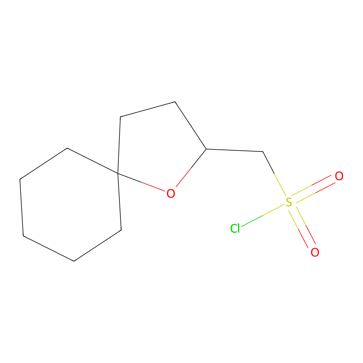(1-Oxaspiro(4.5)decan-2-yl)methanesulfonyl chloride molecular structure, CAS 1593899-47-8