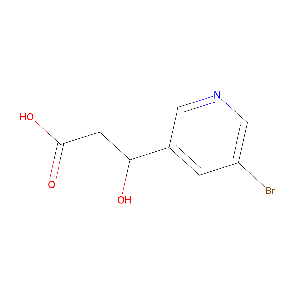 3-(5-Bromopyridin-3-yl)-3-hydroxypropanoic acid molecular structure, CAS 1593919-60-8