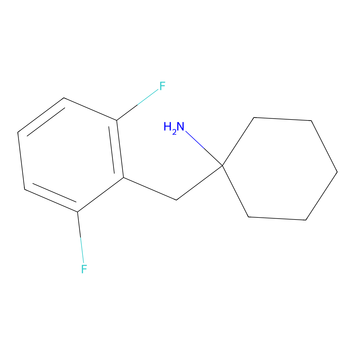 1-((2,6-Difluorophenyl)methyl)cyclohexan-1-amine molecular structure, CAS 1593933-84-6