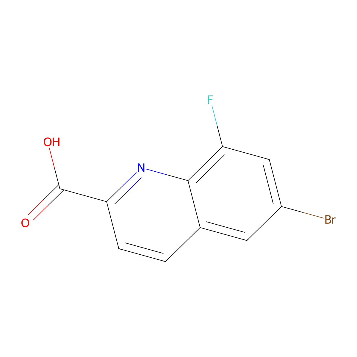 6-Bromo-8-fluoroquinoline-2-carboxylic acid molecular structure, CAS 1593939-18-4