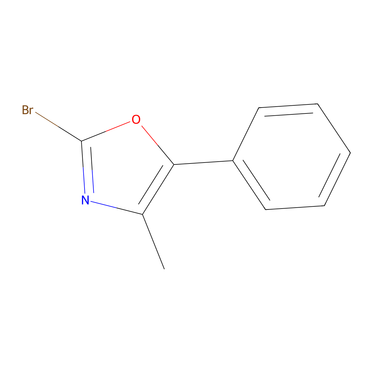 2-Bromo-4-methyl-5-phenyl-1,3-oxazole molecular structure, CAS 1593955-11-3