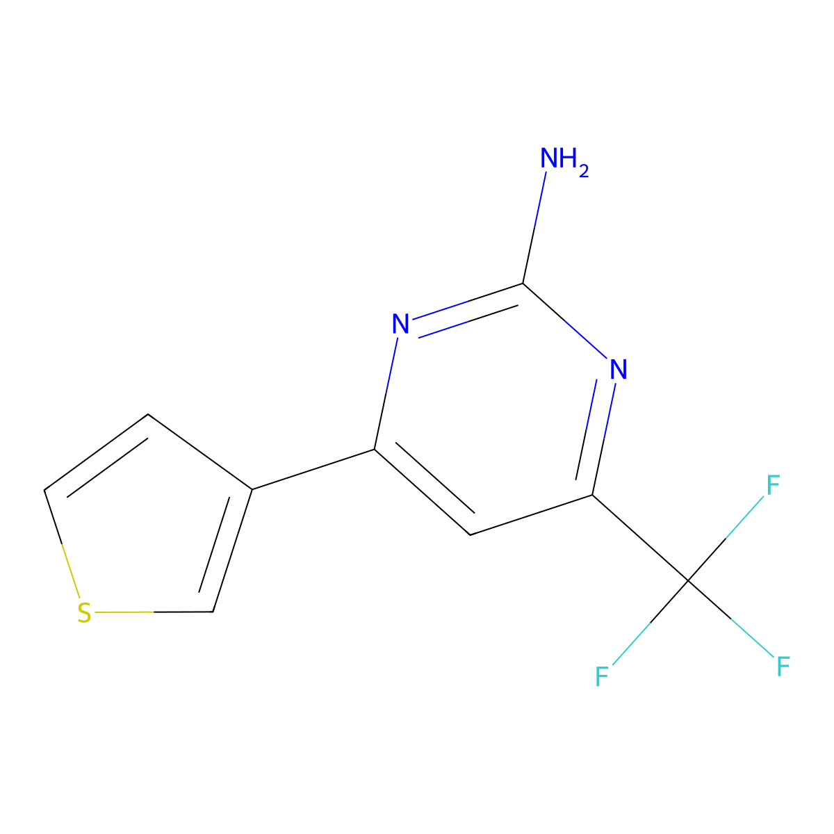 2-Amino-6-(3-thienyl)-4-(trifluoromethyl)pyrimidine molecular structure, CAS 1593962-06-1