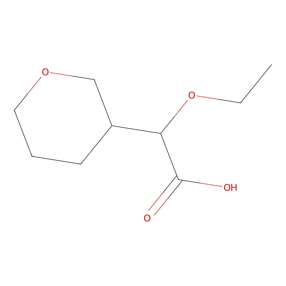 2-Ethoxy-2-(oxan-3-yl)acetic acid molecular structure, CAS 1593964-76-1