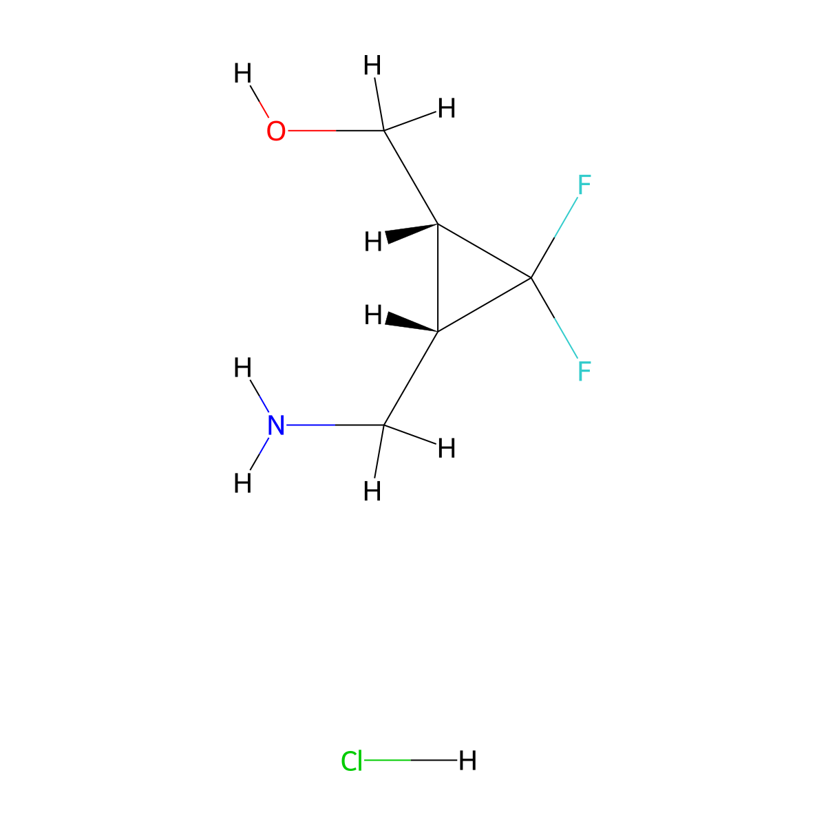 rac-[(1R,3S)-3-(aminomethyl)-2,2-difluorocyclopropyl]methanol hydrochloride molecular structure, CAS 159397-67-8