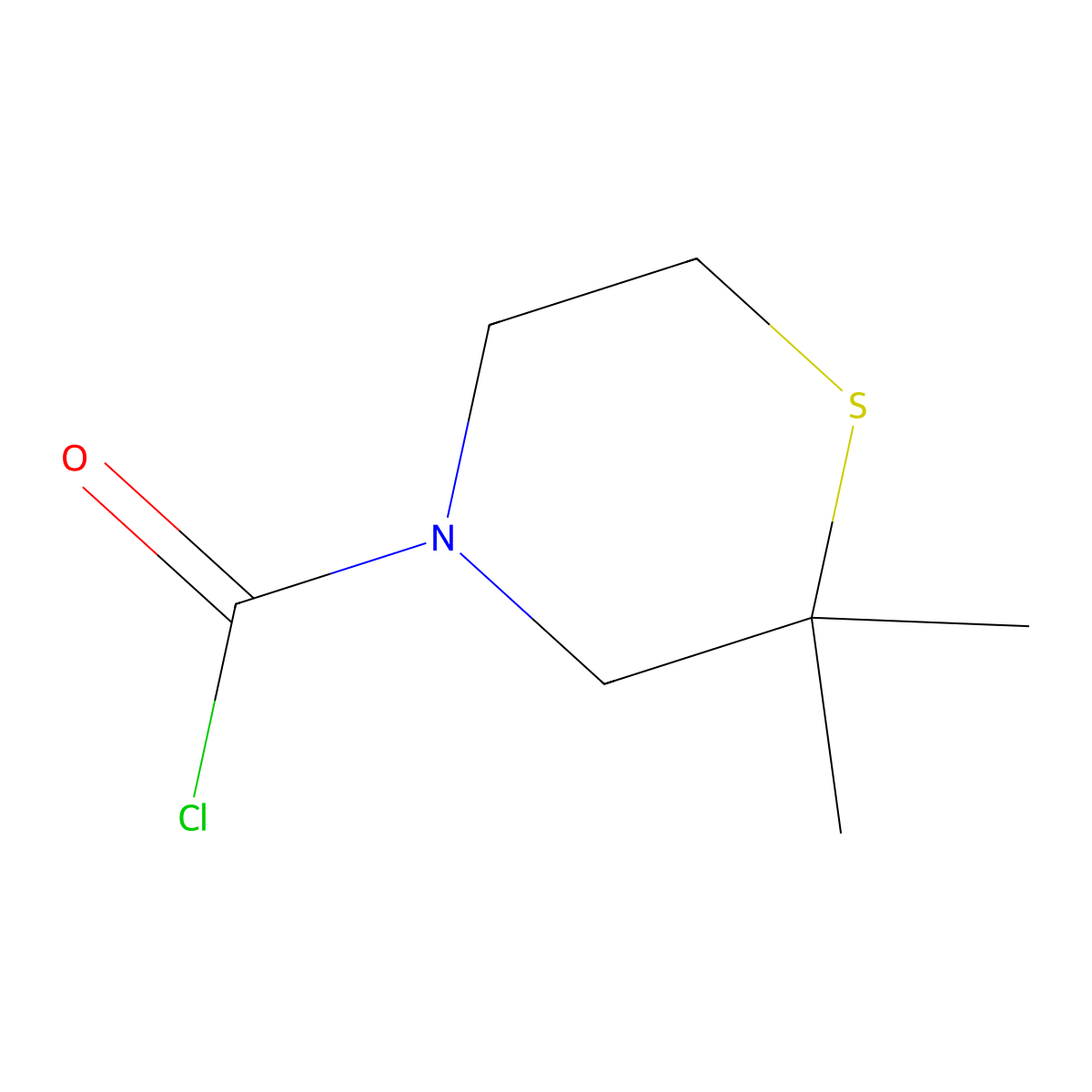 2,2-Dimethylthiomorpholine-4-carbonyl chloride molecular structure, CAS 1593970-00-3