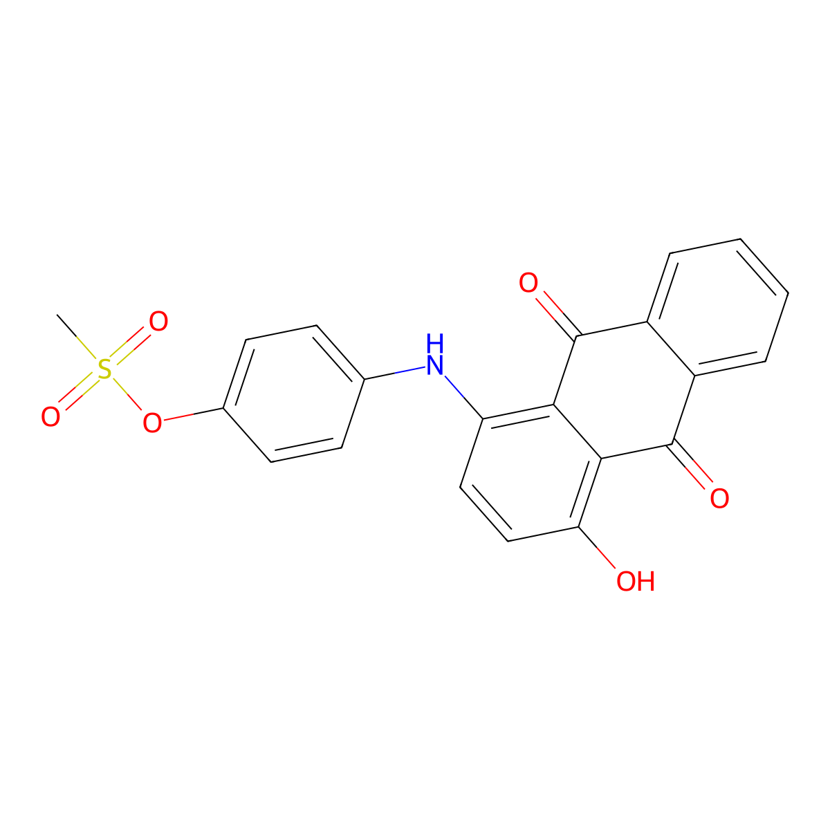 1-Hydroxy-4-((4-((methylsulphonyl)oxy)phenyl)amino)anthraquinone molecular structure, CAS 1594-08-7