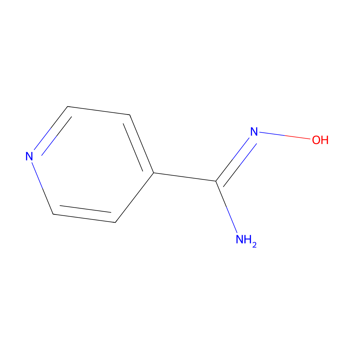 Isonicotinamidoxime molecular structure, CAS 1594-57-6
