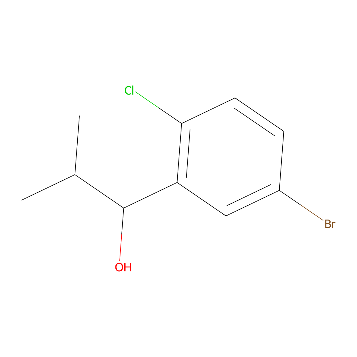 1-(5-Bromo-2-chlorophenyl)-2-methylpropan-1-ol molecular structure, CAS 1594016-91-7