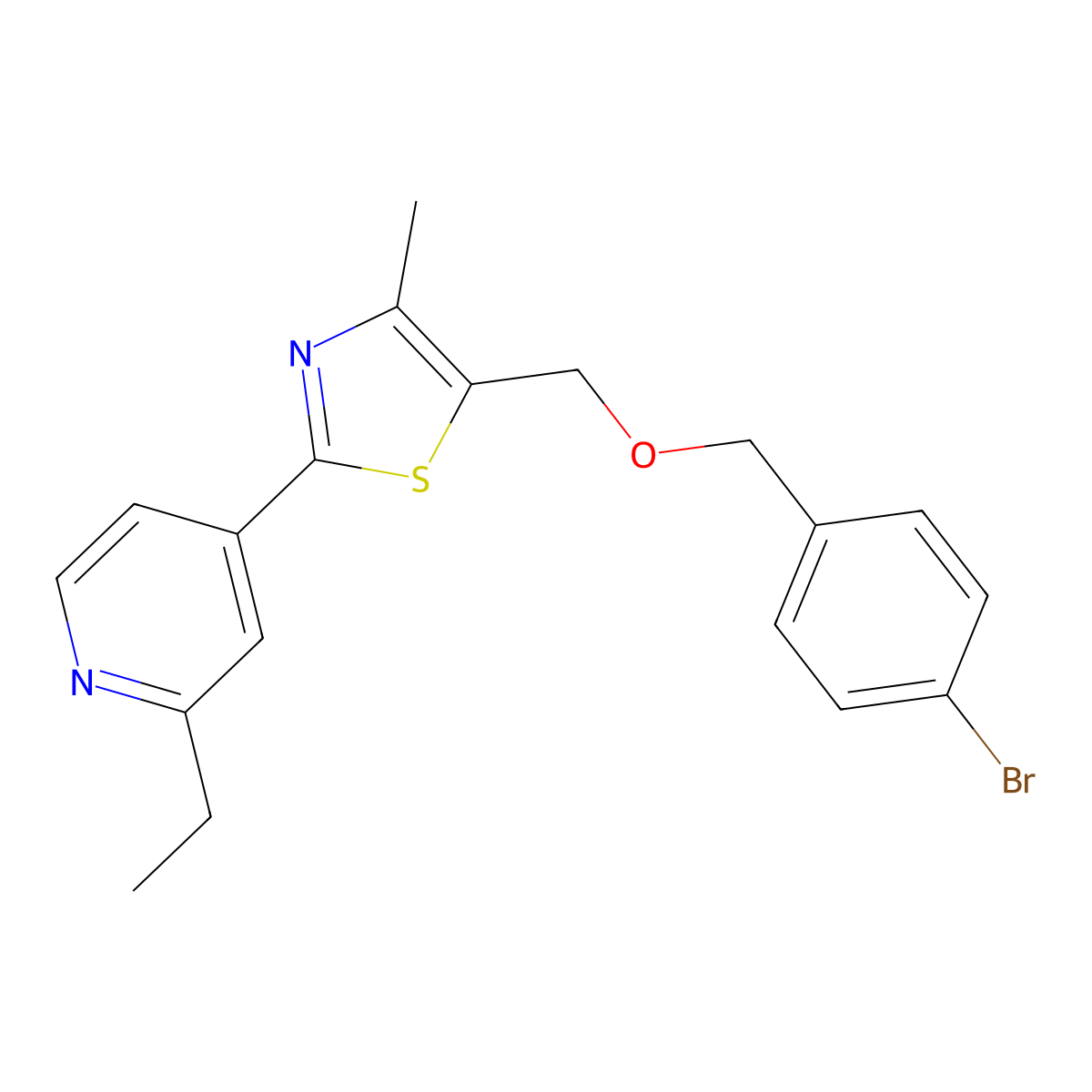 5-[(4-Bromophenyl)methoxymethyl]-2-(2-ethyl-4-pyridinyl)-4-methyl-1,3-thiazole molecular structure, CAS 1594041-84-5