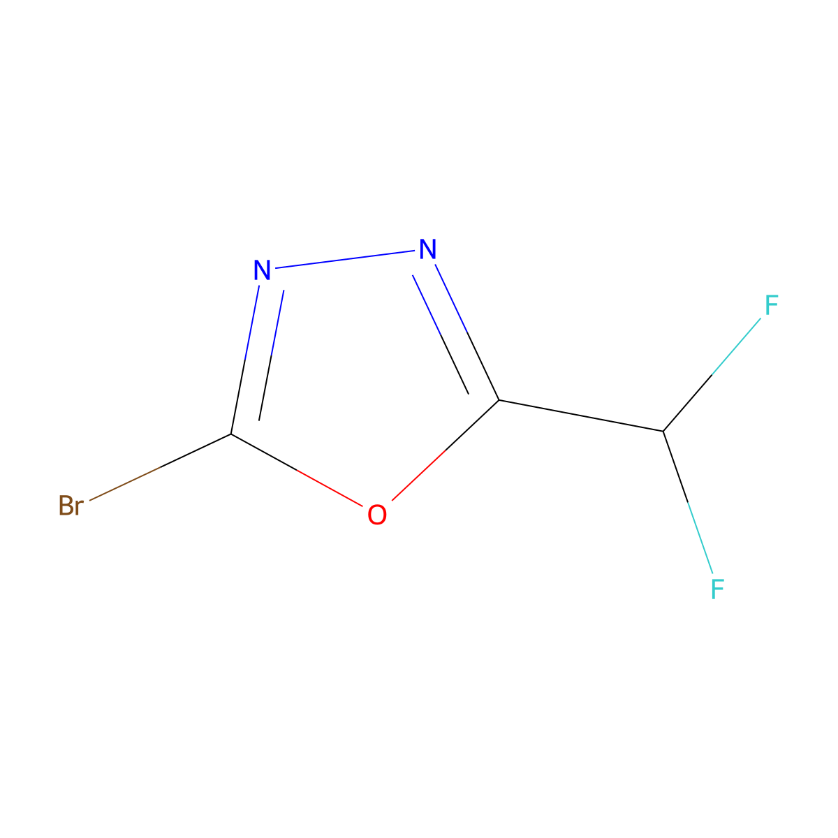 2-Bromo-5-(difluoromethyl)-1,3,4-oxadiazole molecular structure, CAS 1594041-90-3