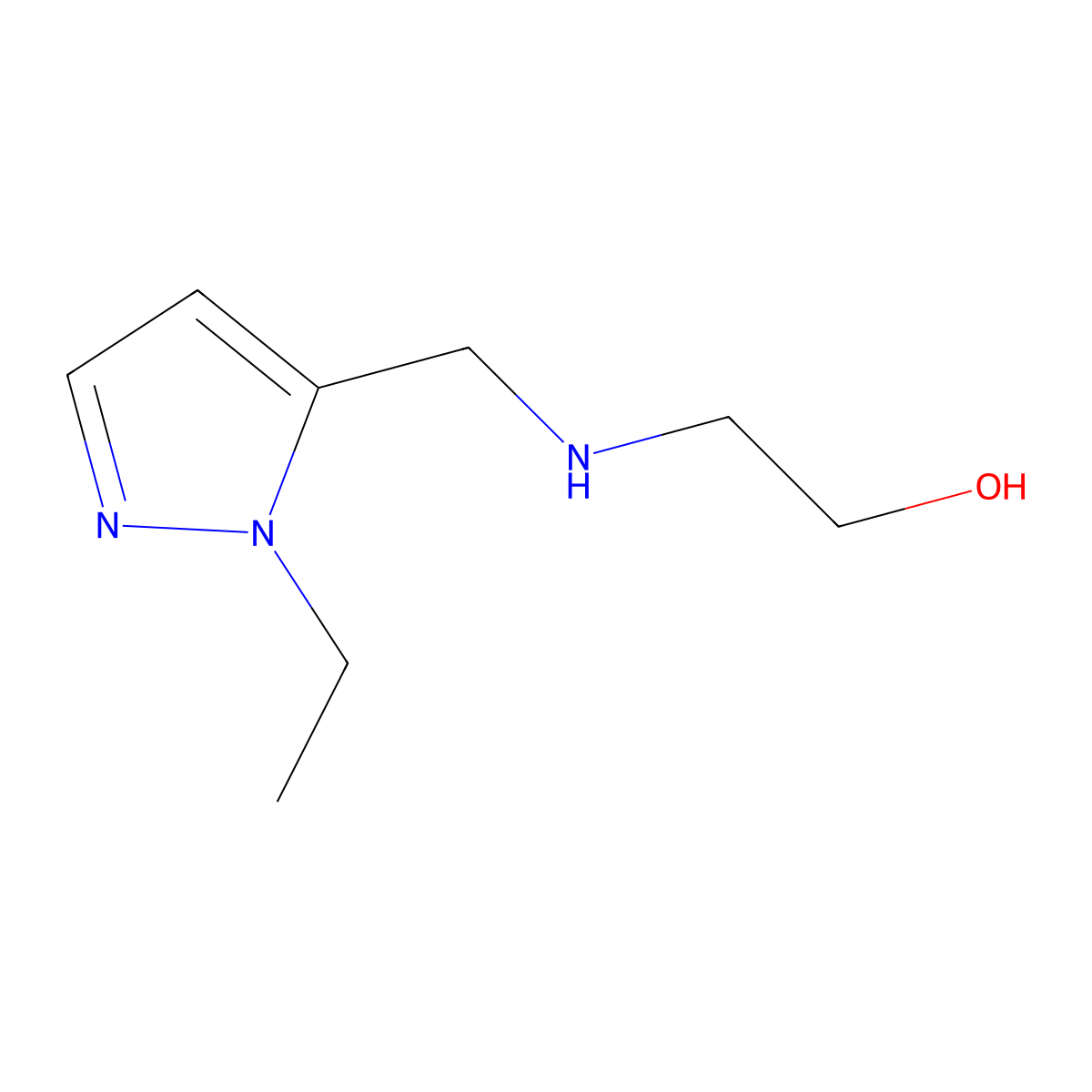 2-{[(1-ethyl-1H-pyrazol-5-yl)methyl]amino}ethan-1-ol molecular structure, CAS 1594062-47-1