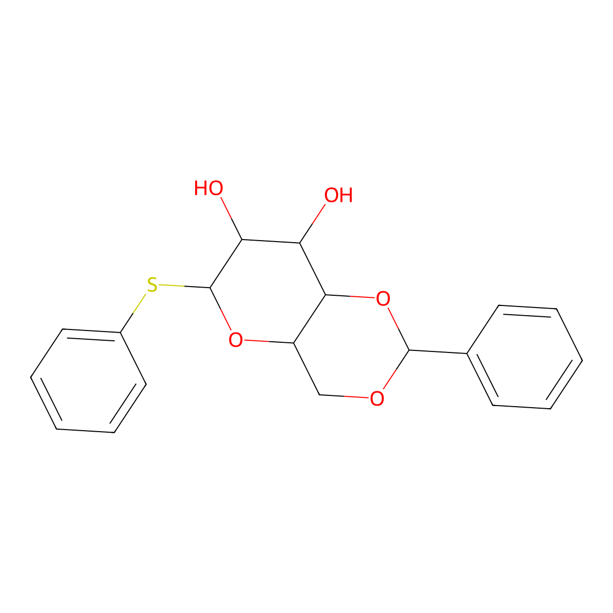 Phenyl 4,6-O-benzylidene-1-thio-alpha-D-erythro-hexopyranoside molecular structure, CAS 159407-19-9