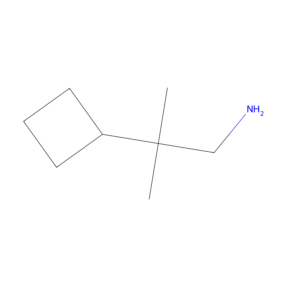 2-Cyclobutyl-2-methylpropan-1-amine molecular structure, CAS 1594075-02-1