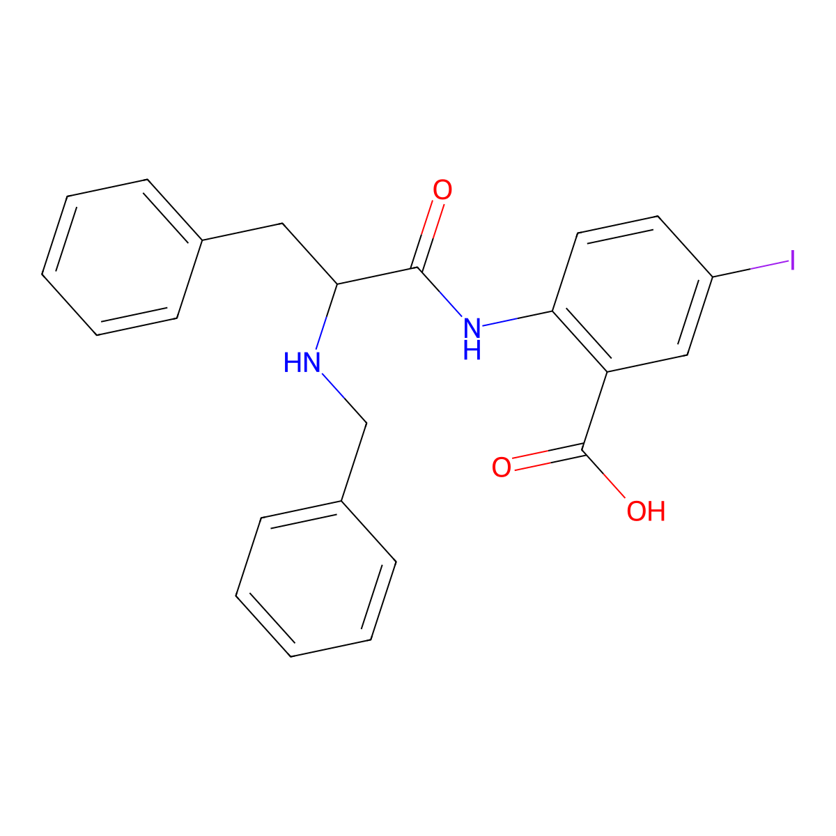 (S)-2-(2-(Benzylamino)-3-phenylpropanamido)-5-iodobenzoic acid molecular structure, CAS 1594094-64-0