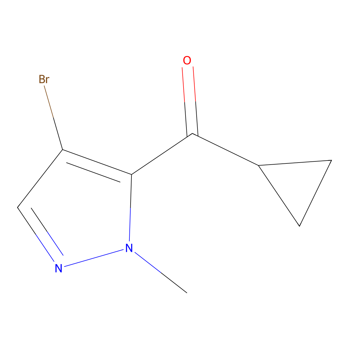 (4-bromo-1-methyl-1H-pyrazol-5-yl)(cyclopropyl)methanone molecular structure, CAS 1594102-71-2