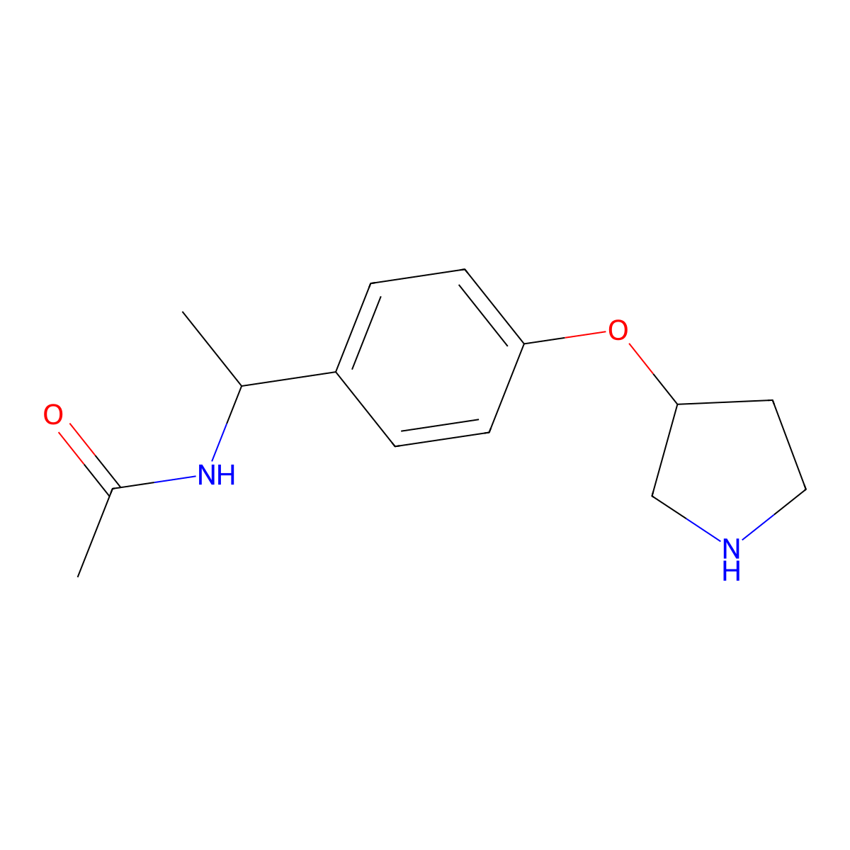 N-((S)-1-(4-((R)-Pyrrolidin-3-yloxy)phenyl)ethyl)acetamide molecular structure, CAS 1594129-72-2