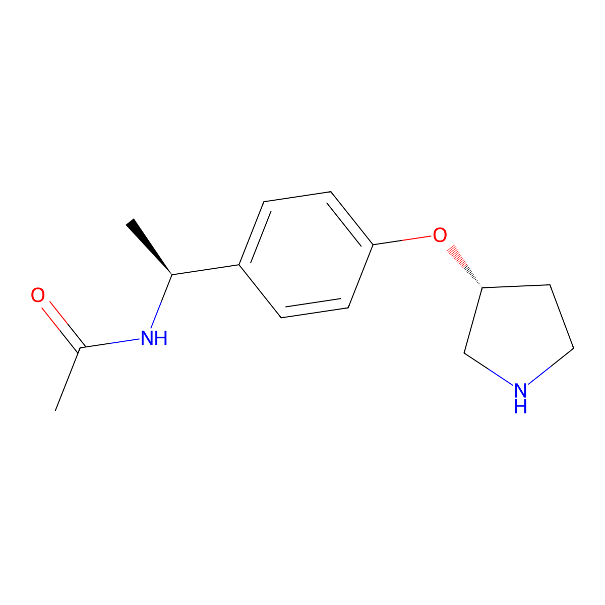 N-((S)-1-(4-((R)-Pyrrolidin-3-yloxy)phenyl)ethyl)acetamide molecular structure, CAS 1594129-72-2