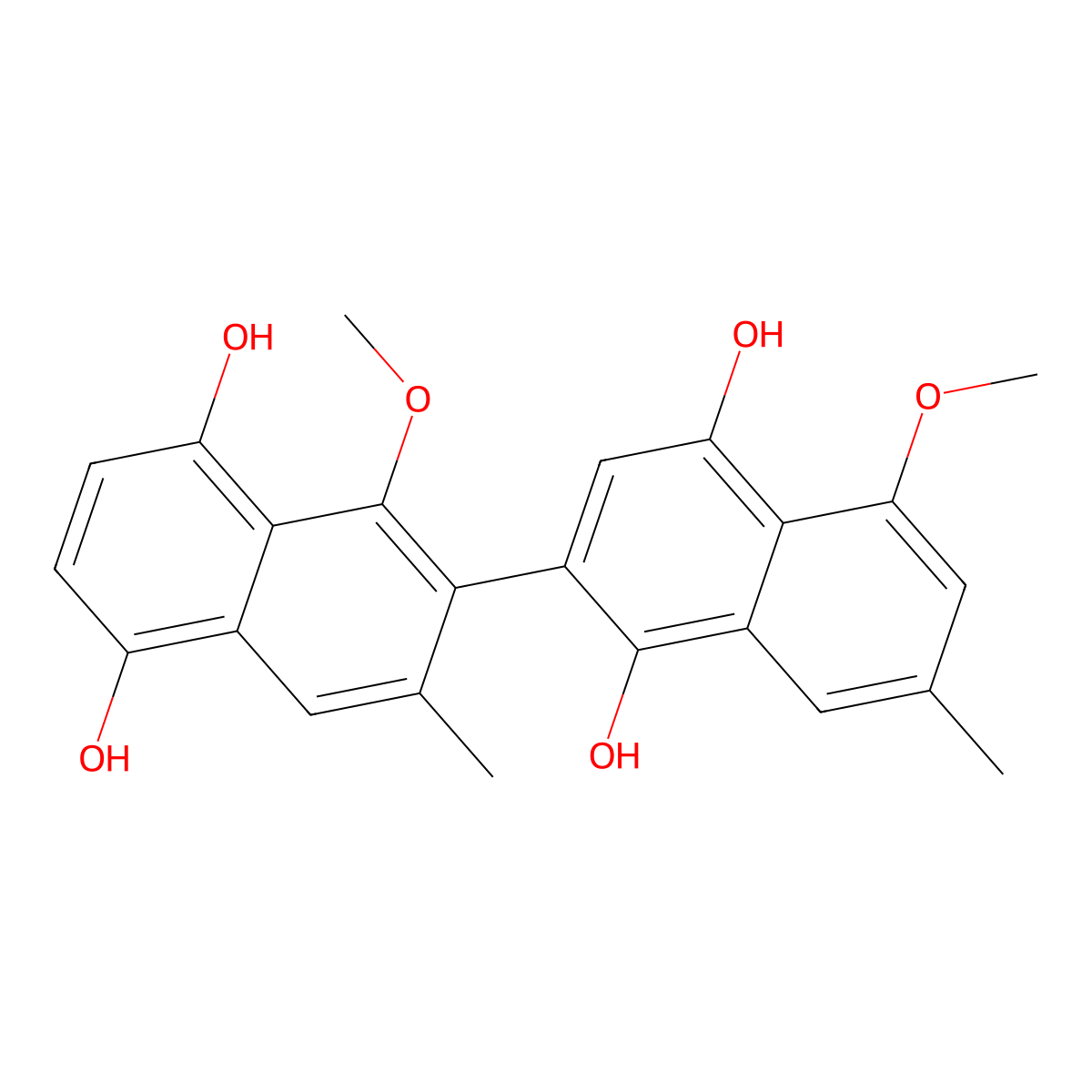 1',5-Dimethoxy-3',7-dimethyl-(2,2'-binaphthalene)-1,4,5',8'-tetrol molecular structure, CAS 159416-83-8