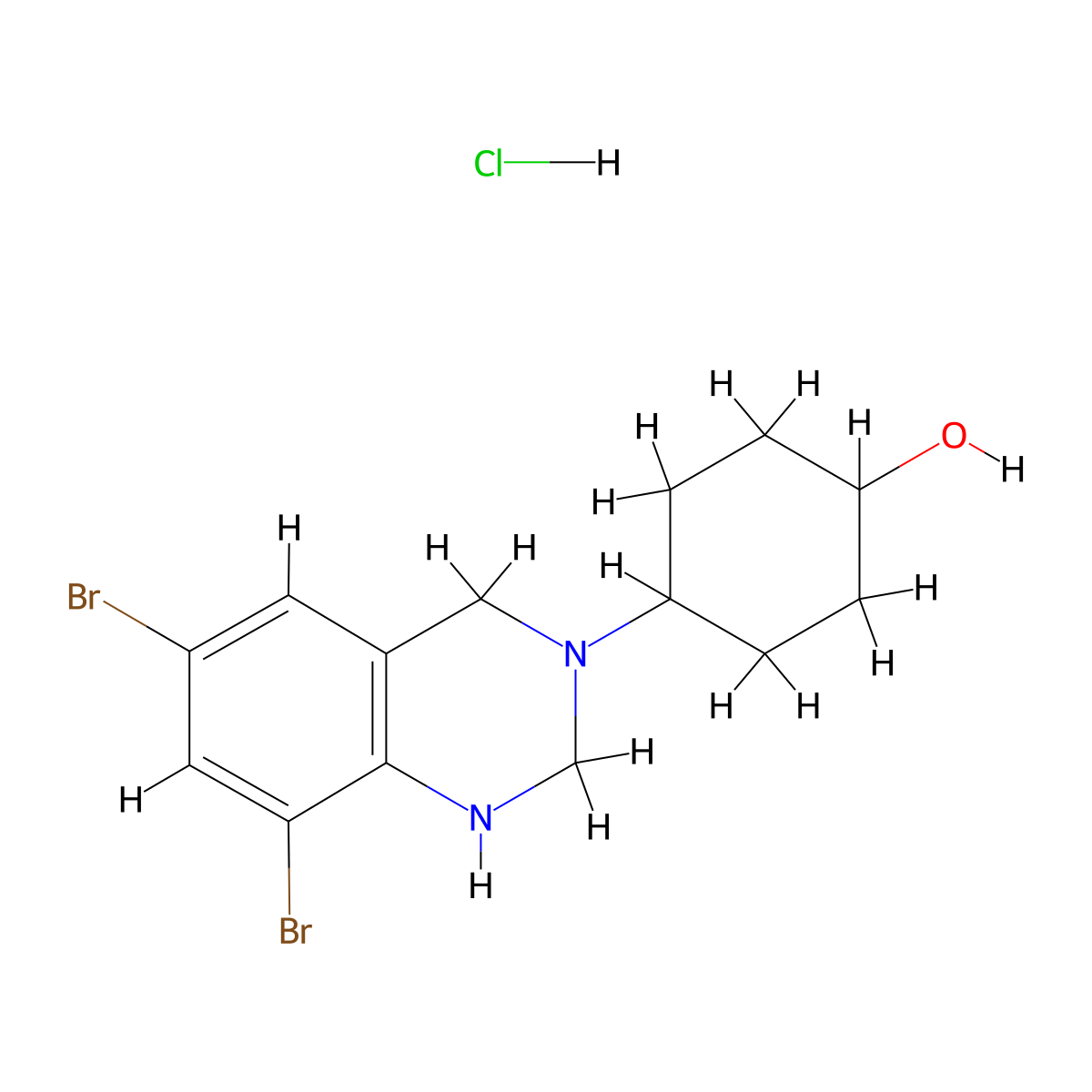 trans-4-(6,8-dibromo-1,2-dihydroquinazolin-3(4H)-yl)cyclohexanol hydrochloride molecular structure, CAS 15942-08-2