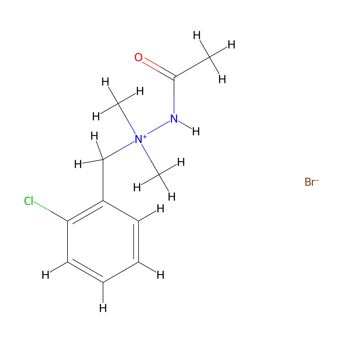 Hydrazinium, 2-acetyl-1-(o-chlorobenzyl)-1,1-dimethyl-, bromide molecular structure, CAS 15942-32-2