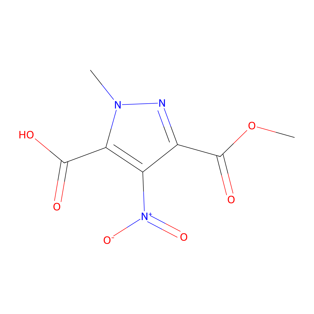 3-(Methoxycarbonyl)-1-methyl-4-nitro-1H-pyrazole-5-carboxylic acid molecular structure, CAS 159427-62-0