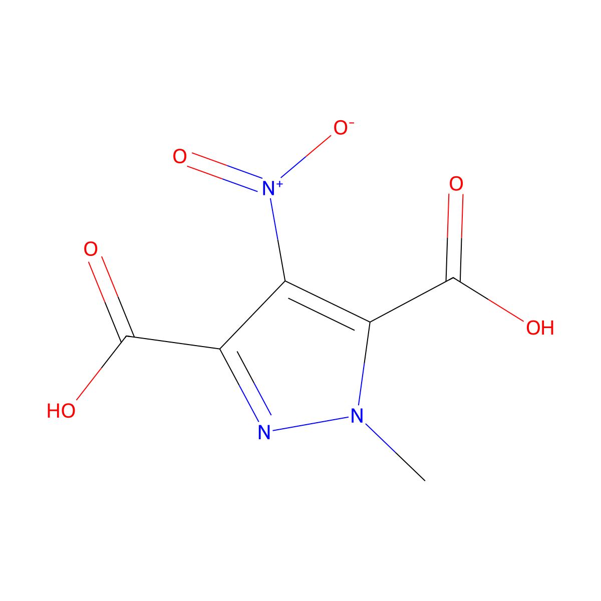 1-methyl-4-nitro-1H-pyrazole-3,5-dicarboxylic acid molecular structure, CAS 159427-77-7