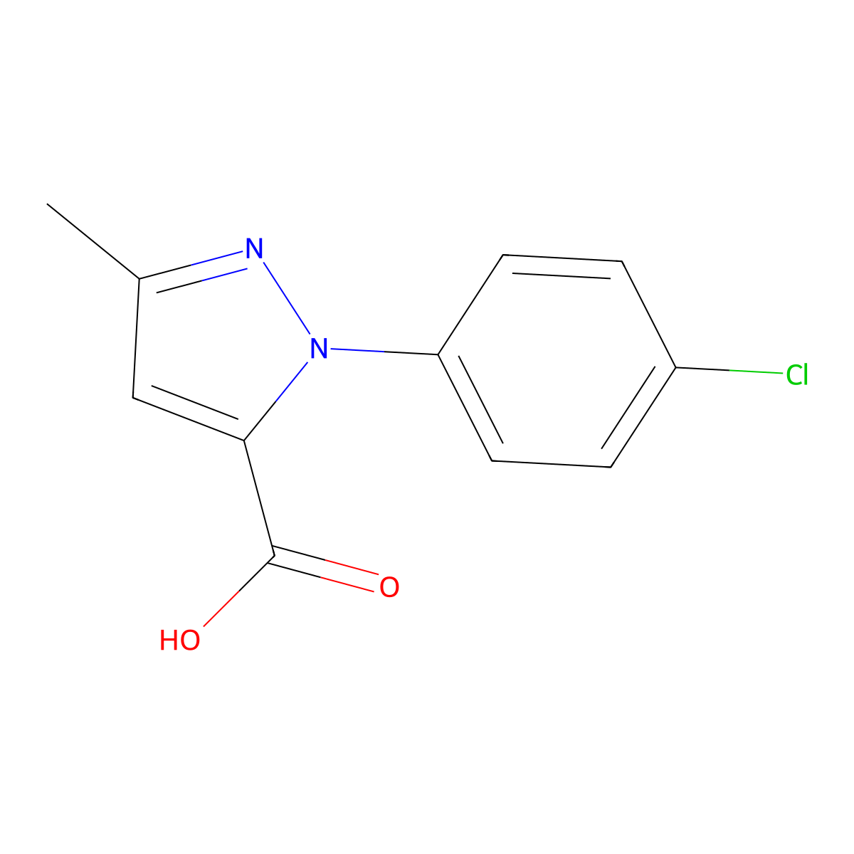 1-(4-Chlorophenyl)-3-methyl-1H-pyrazole-5-carboxylic acid molecular structure, CAS 15943-84-7
